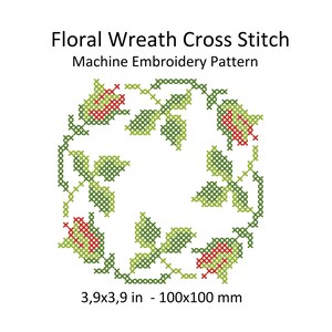 Floral Wreath Cross stitch machine embroidery pattern