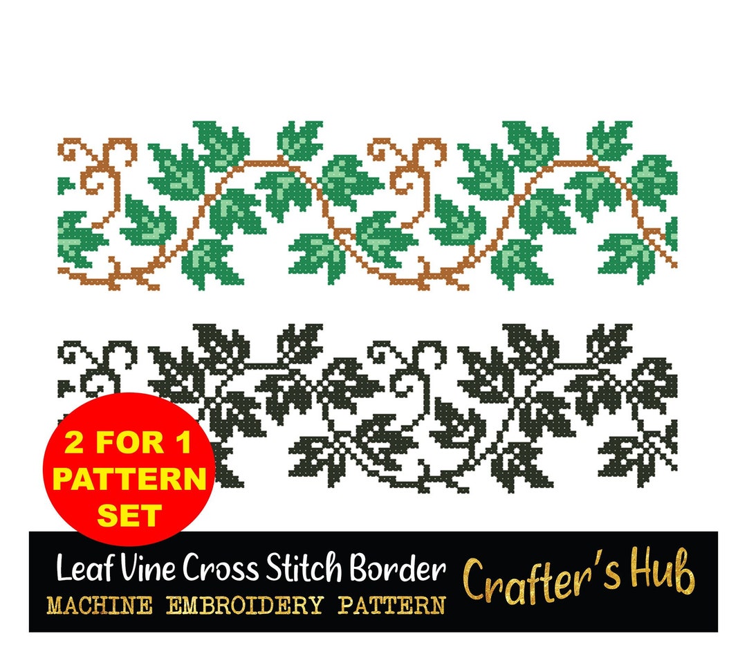 Leaf Vines Cross Stitch Machine Embroidery Pattern - Etsy
