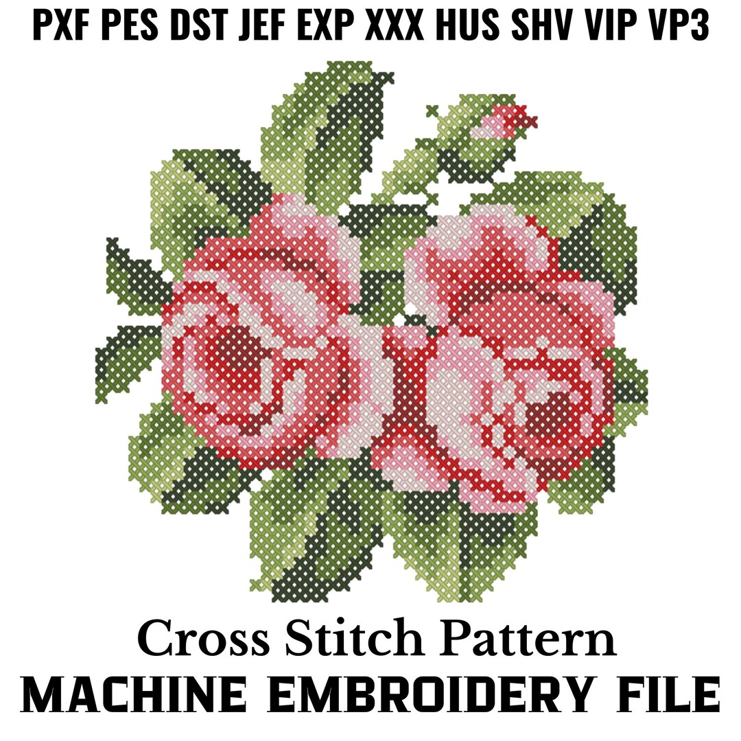 Floral Roses Cross Stitch Machine Embroidery Pattern Instant Download ...