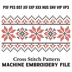 Traditional Romanian Cross Stitch Border Machine Embroidery Pattern