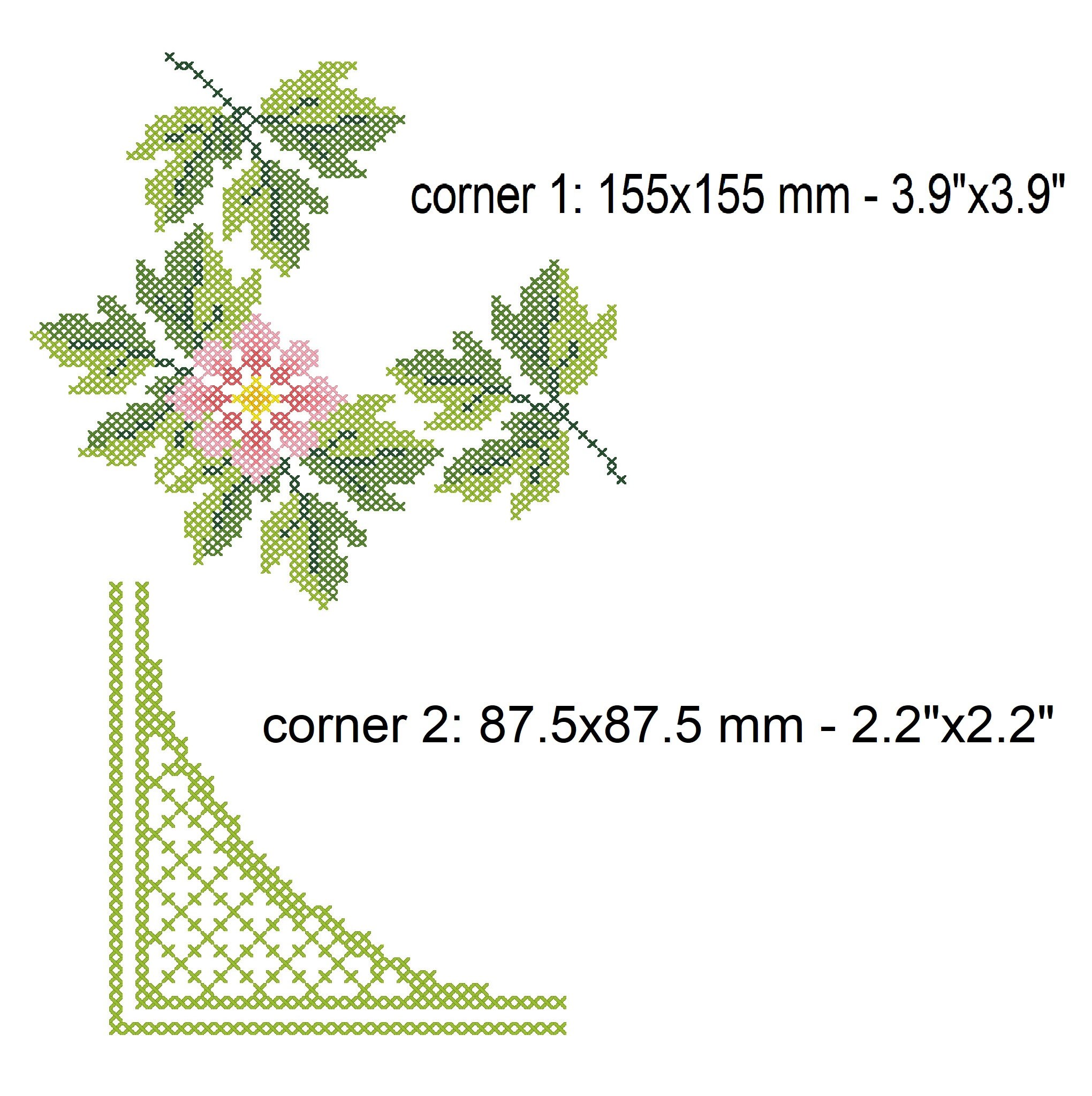 Floral Leaf Cross Stitch Machine Embroidery Pattern Botanical Etsy