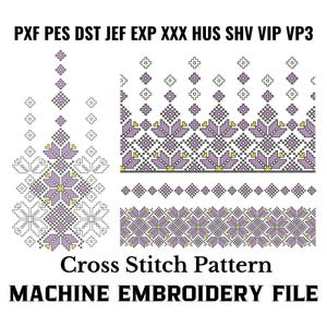 Traditional Slavic Cross Stitch Machine Embroidery, Floral Peasant Blouse Pattern