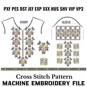 Romanian Peasant Blouse Cross Stitch Machine Embroidery Pattern