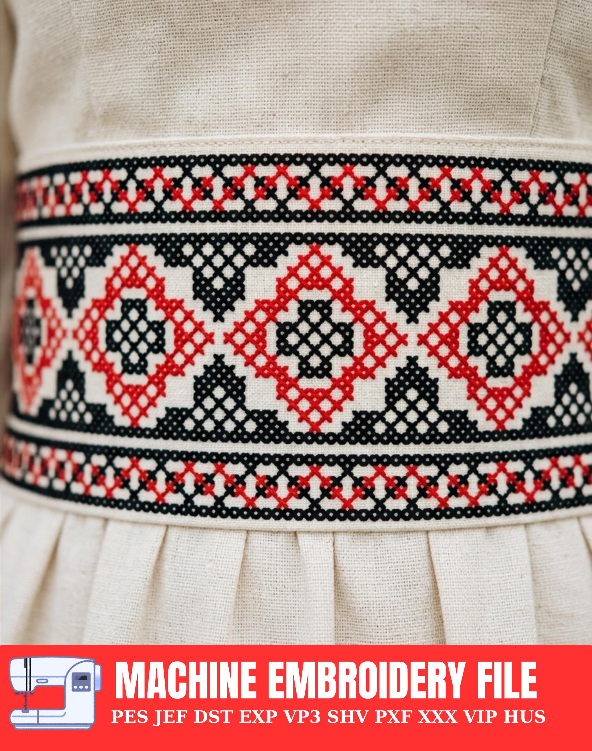 Traditional Folk Cross Stitch Border Set Machine Embroidery