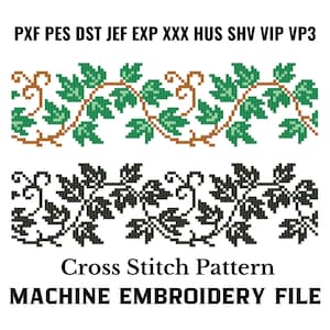 Leaf Vines Cross Stitch Machine Embroidery Pattern