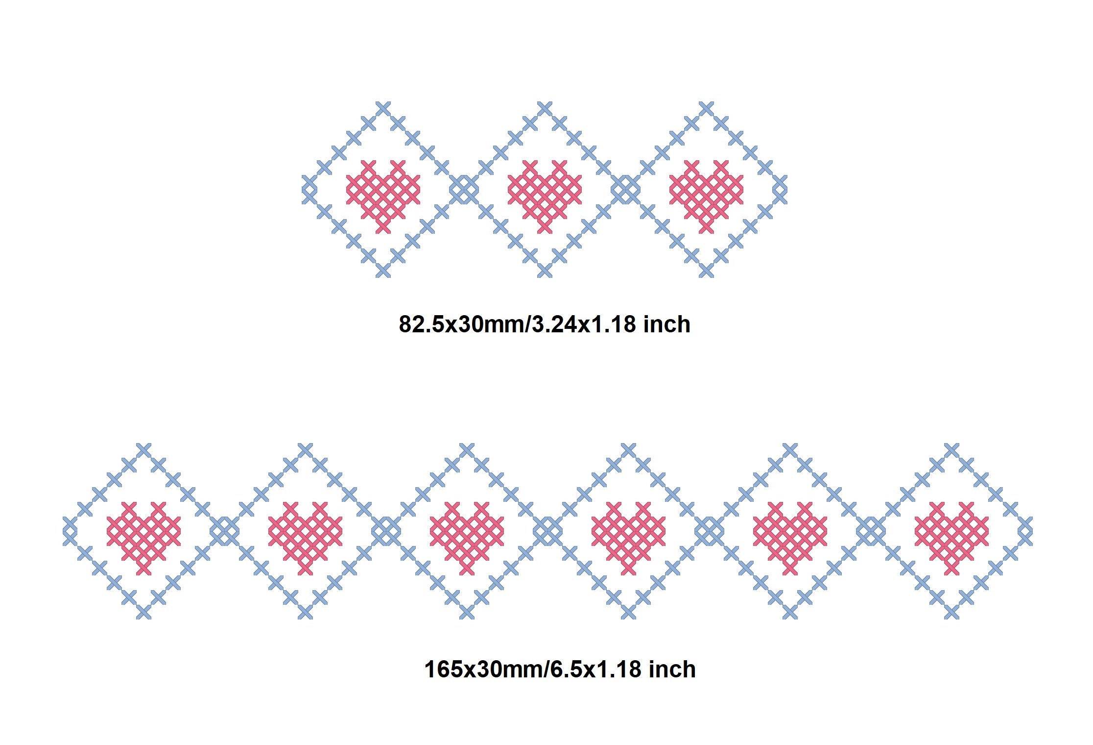 Heart Cross Stitch Machine Embroidery Border Pattern Etsy