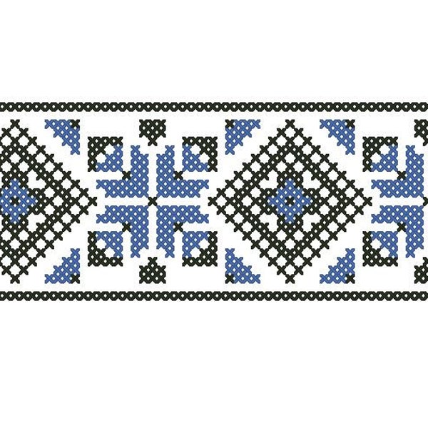 Traditional ethnic folk border cross stitch machine embroidery pattern