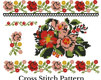 Floral Slavic Cross Stitch Machine Embroidery Peasant Blouse Pattern Instant Download