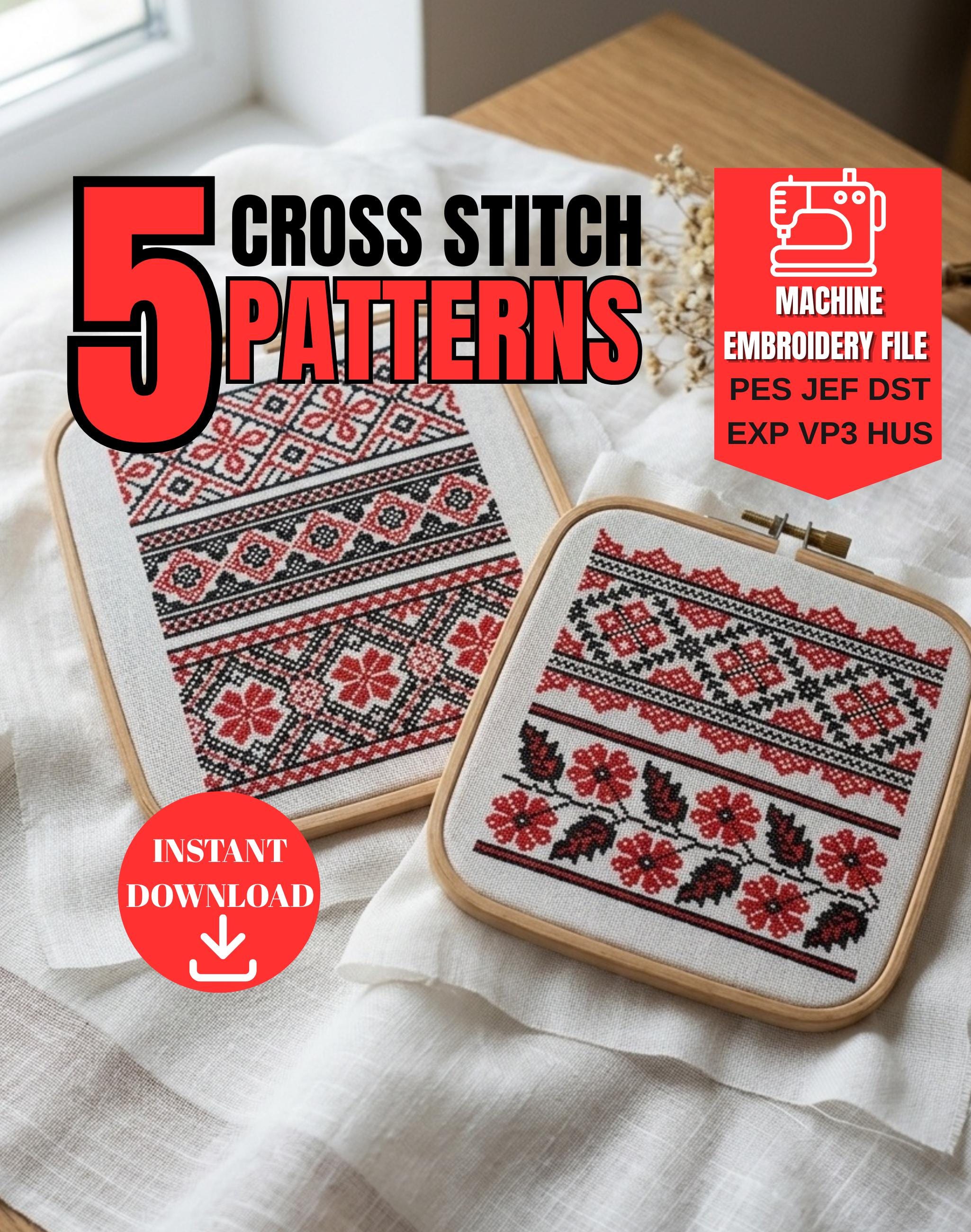 Traditional Folk Cross Stitch Border Set Machine Embroidery