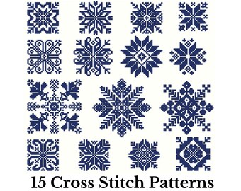 15 Snowflake Cross Stitch Set Machine Embroidery Pattern