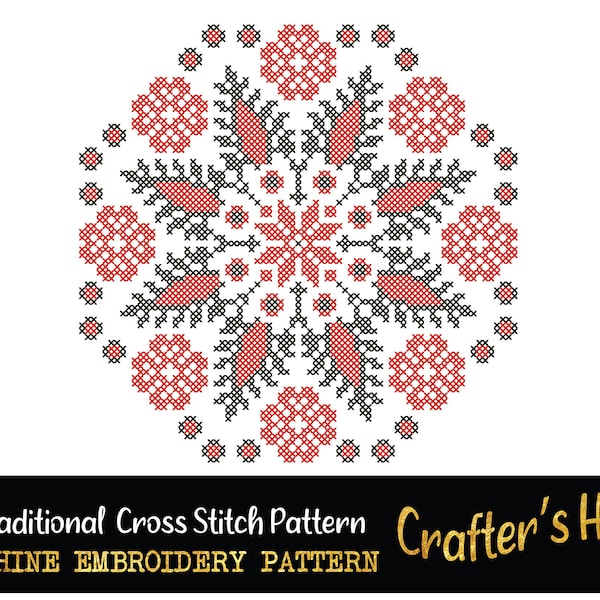 Traditional Ukranian Cross Stitch Machine Embroidery Pattern