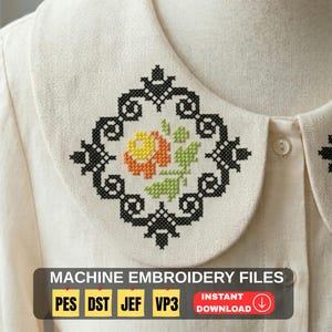 Floral Cross Stitch Machine Embroidery Pattern