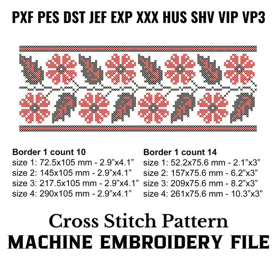 Traditional Folk Cross Stitch Border Set Machine Embroidery