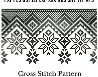 Traditional Folk Cross Stitch Border Machine Embroidery Pattern Instant Download