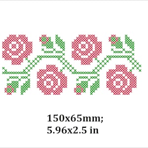 Floral Border Cross stitch machine embroidery pattern