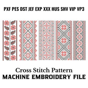 Traditional Folk Cross Stitch Border Set Machine Embroidery Pattern