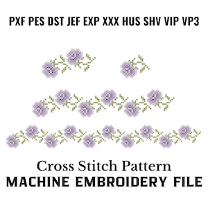 バラの花のボーダーセットクロスステッチ機械刺繍パターン