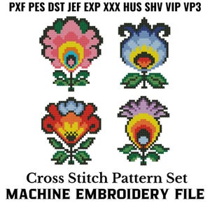 Polish Floral Cross Stitch Bundle Machine Embroidery Pattern