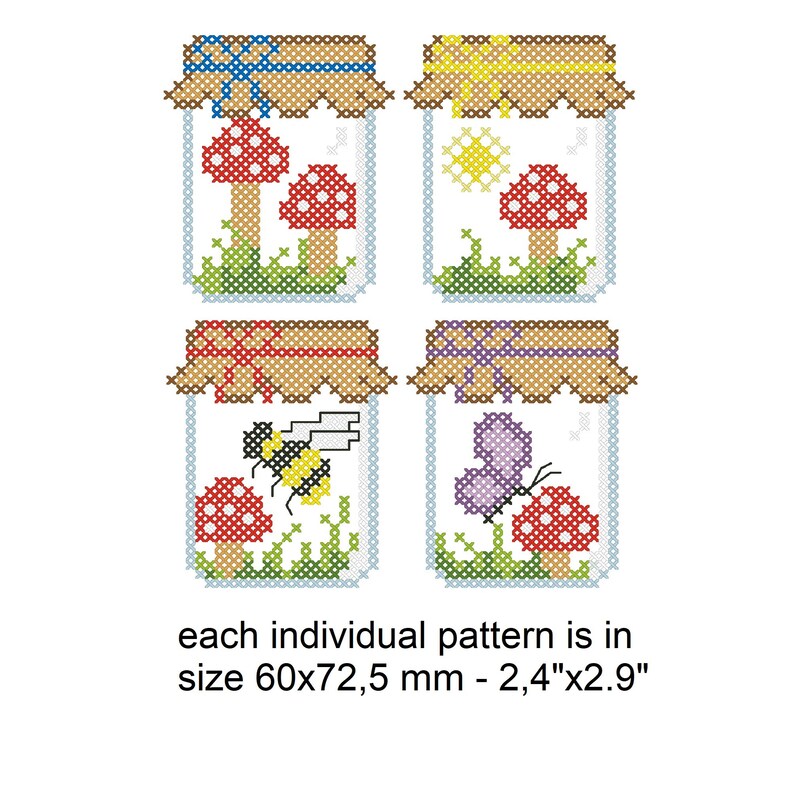 Mushrooms Jar Set Cross Stitch Machine Embroidery Pattern Etsy