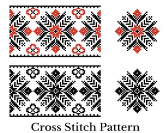 Traditional Cross Stitch Border Machine Embroidery Pattern Instant Download