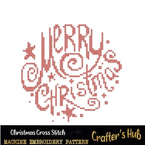 Merry Christmas Cross Stitch Machine Embroidery Pattern