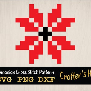Romania Cross Stitch Svg Cut File For Cricut, Traditional Clipart Png, Etnic Pattern Silhouette
