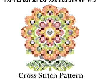 Polish Floral Cross Stitch Machine Embroidery Pattern
