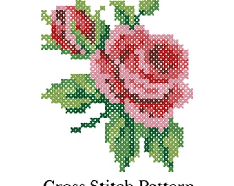 Floral Rose Cross Stitch Machine Embroidery Pattern Instant Download