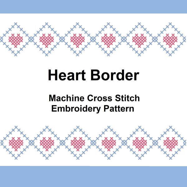 Heart Cross Stitch Machine Embroidery Border Pattern