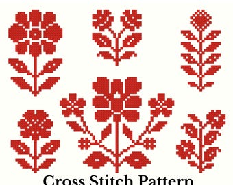 Slavic Flowers Cross Stitch Machine Embroidery Pattern