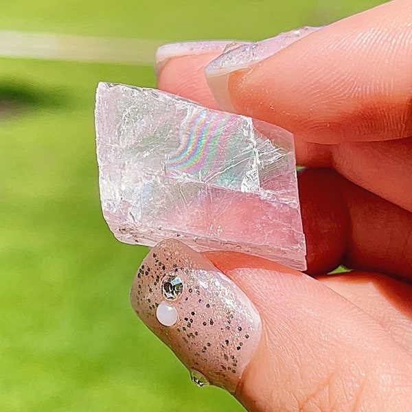 Intuitively chosen Pink Optical Calcite 3 three pieces bundle 3/4 inch pocket stones UV reactive from Mexico Natural Crystal Healing