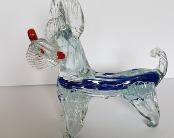 Blown Glass Jack Russell Terrier Art Murano Glass Dog Figurine Clear Jack Russell Terrier Gift Sculpture for Her Birthdays Gift Home