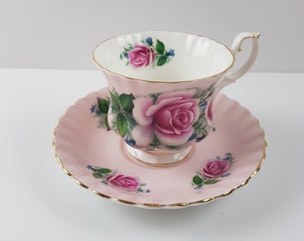 Conjunto de chá rosa Royal Albert, xícara de chá e pires com rosas grandes de repolho, xícara de chá rosa, porcelana inglesa, Royal Albert