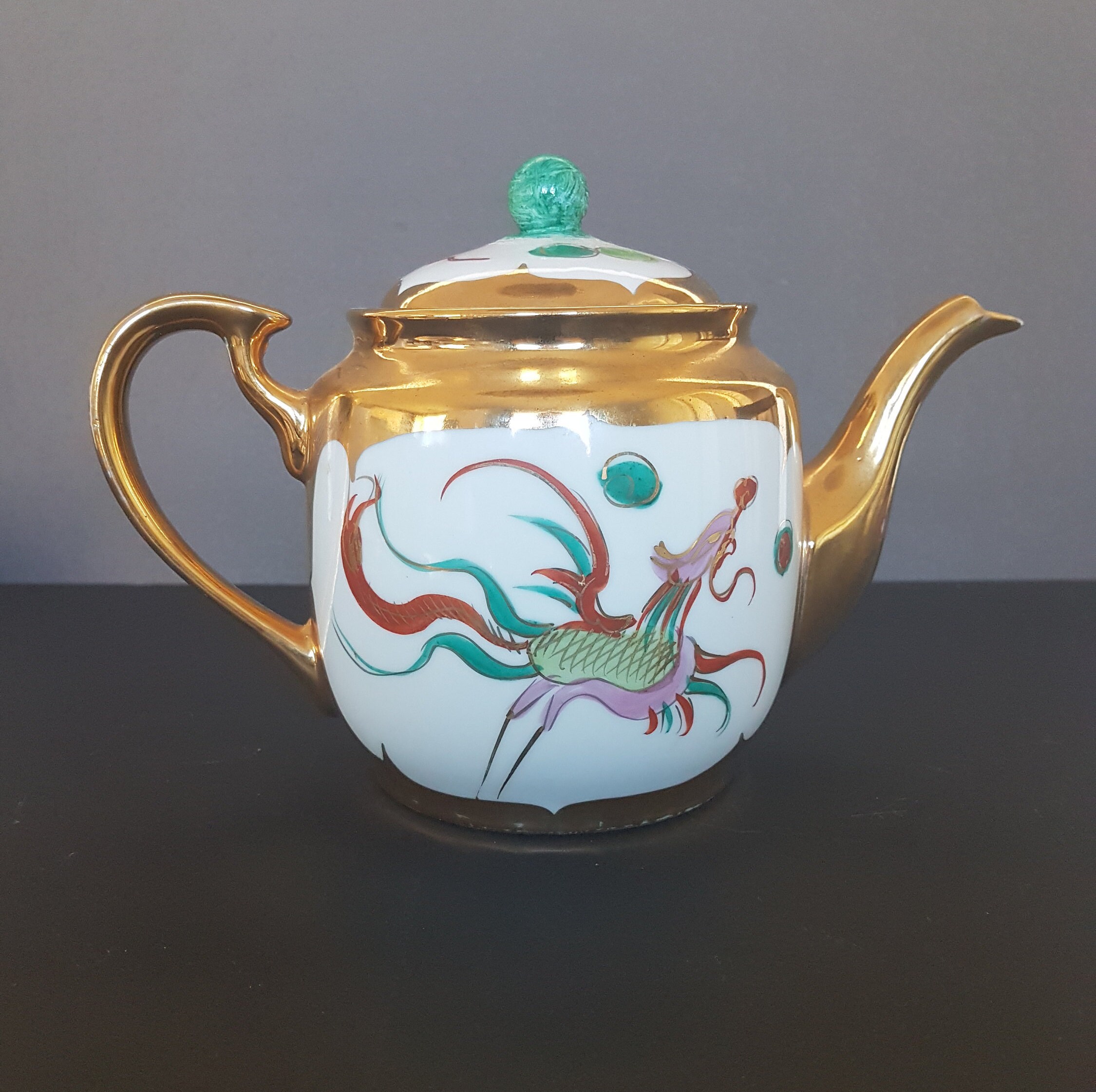 Vintage Chinese Dragon and Phoenix Tea Set Chinese Gold Tea Etsy