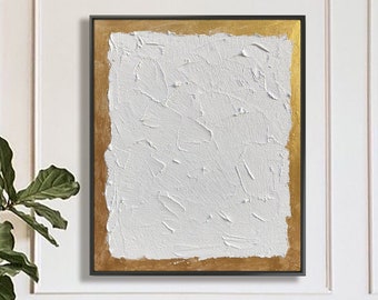 Large White 3D Textured Painting: Modern Minimalist Abstract Art