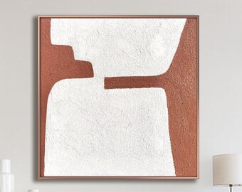Large Brown Textured Abstract Oil Painting on Canvas