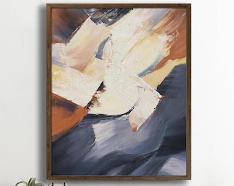 Large Color Block Abstract Painting: Bohemian Canvas Art