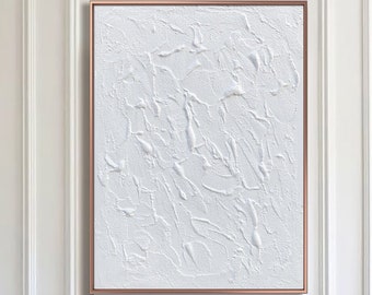 Large Abstract White Painting,White 3D Textured Paintings, White Acrylic Painting, Modern abstract painting for Living Room, Minimalist Art