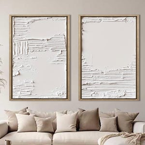Set of 2 Abstract Texture Paintings: Minimalist Scandinavian Wall Art