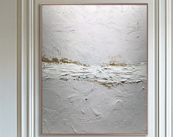 Large Abstract White Painting, White Paintings, White 3D Textured Painting, Modern abstract painting for Living Room, Minimalist Art
