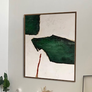 Oversized Abstract Painting: Verdant Nature Texture, Minimalist Scandinavian Art