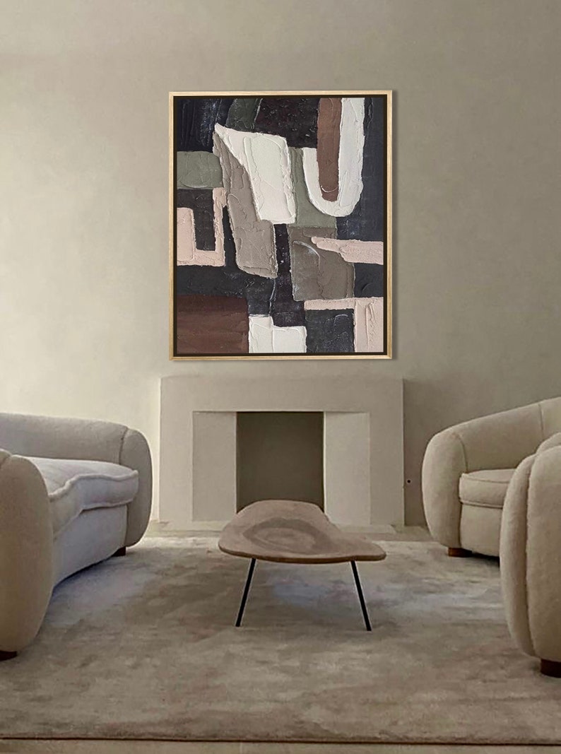Oversized Wall Art. Black Brown 3d Texture Abstract, Living Room