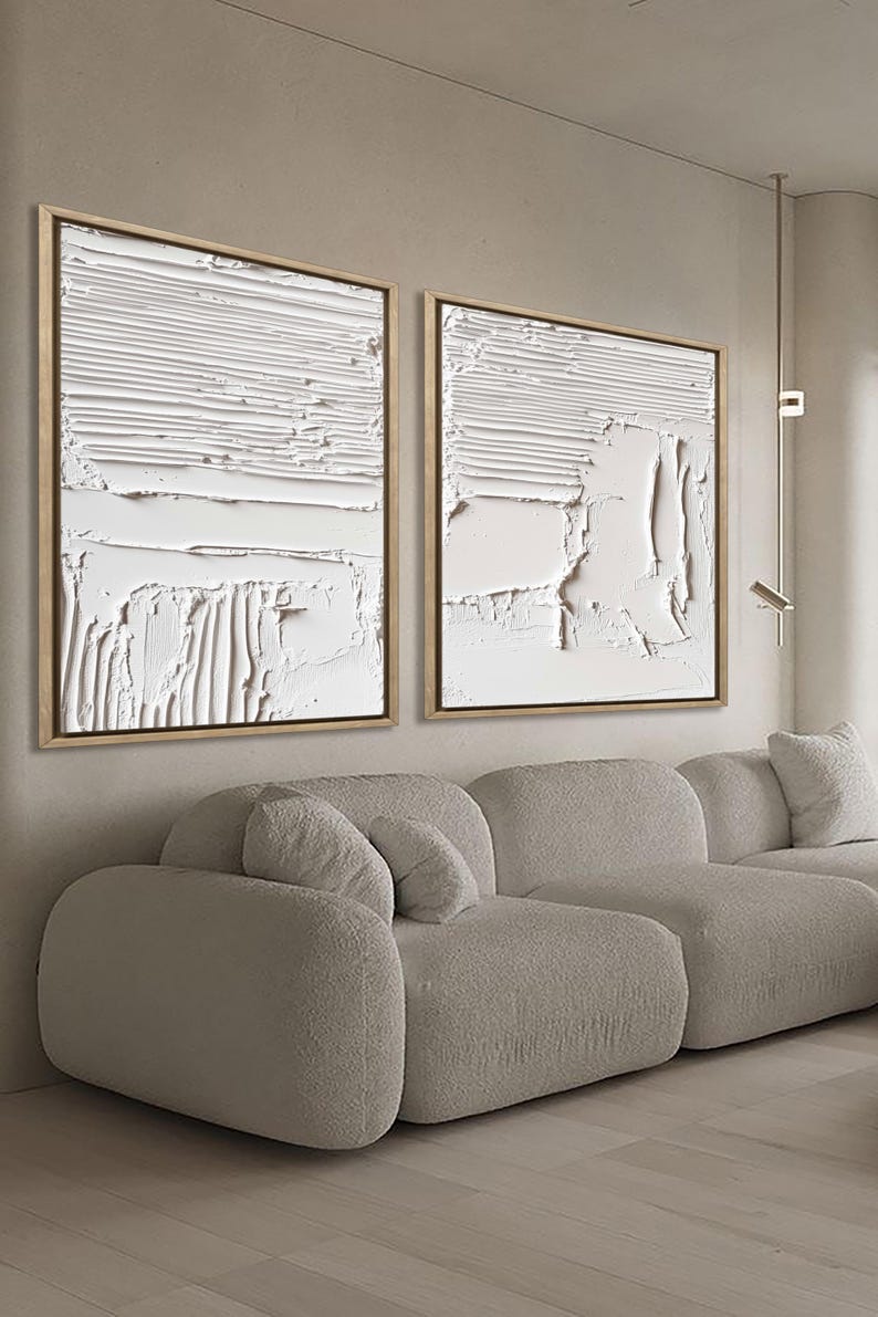Abstract Plaster Wall Art Set: Scandinavian Minimalist Texture Painting ...