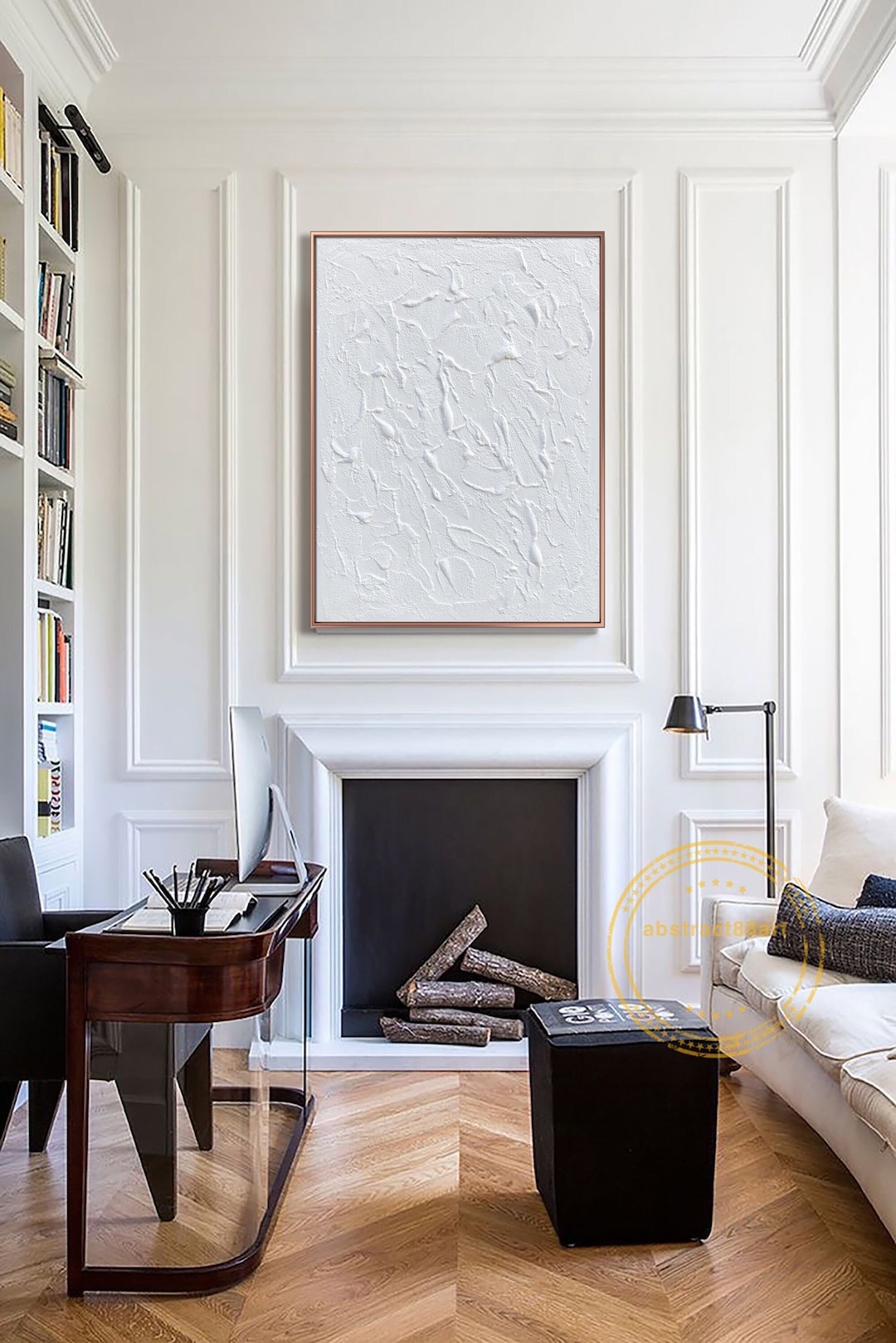 Large Abstract White Painting,white 3D Textured Paintings, White