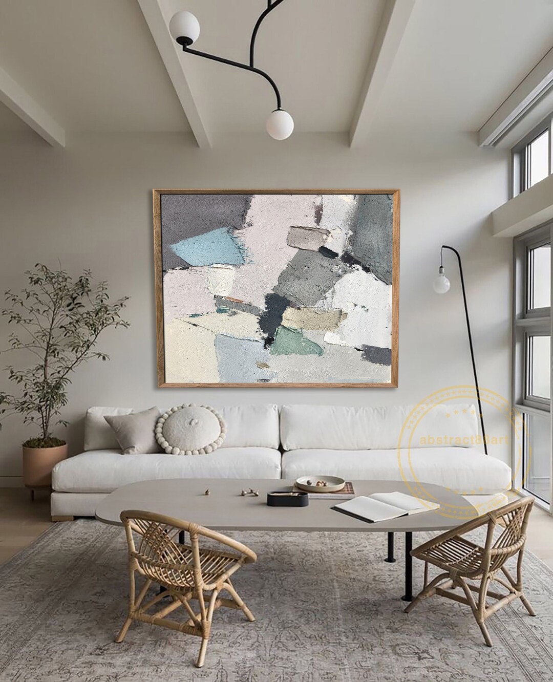 Oversized Light Blue Abstract Painting: 3D Textured Oil on Canvas - Etsy