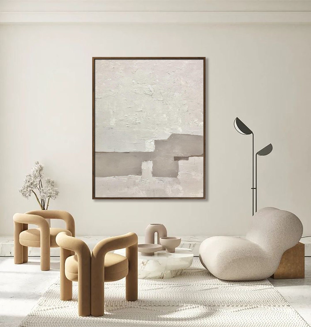 Oversized Beige 3D Textured Abstract Oil Painting on Canvas - Etsy