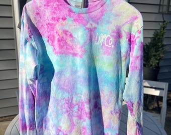 Long Sleeve Ice dyed shirt in “Coral Reef”