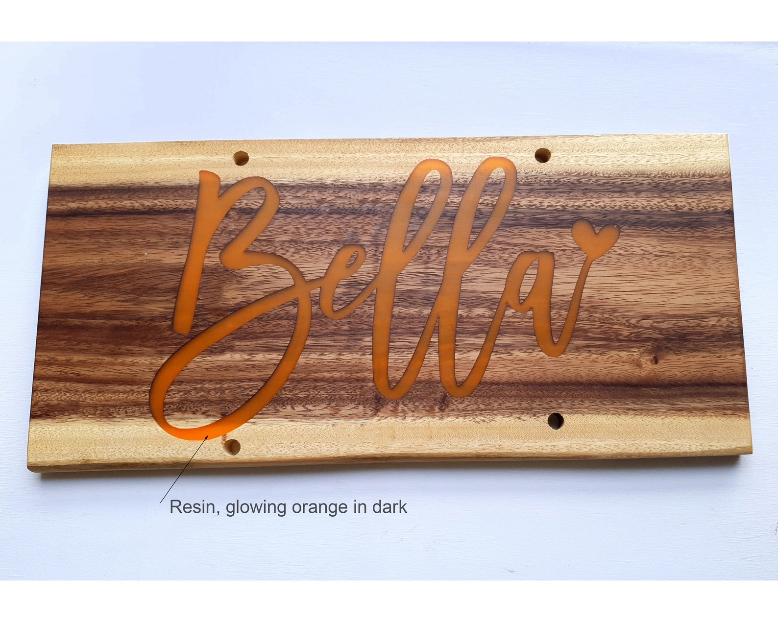 Personalised Live Edge Name Engraved Board / Glow in the Dark Wooden Board Name Sign / Wooden
