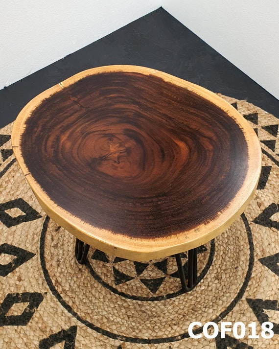 Small round dark cheap wood coffee table