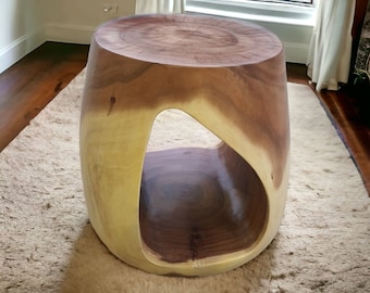 Round Acacia Wood Timber Stool